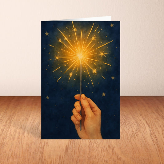 Blank Inside 5.5 x 8.5 Sparkler Celebration Birthday Greeting Card - Digital Download