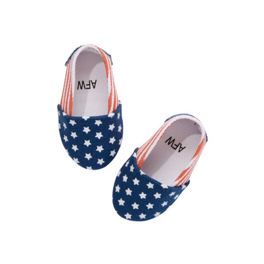 American Flag Canvas Slip On Shoes for 18-inch dolls