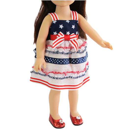 American Flag Tiered Dress for 14 1/2-inch dolls with doll