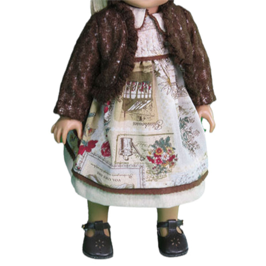 Antique Printed Dress with Sweater for 18-inch dolls with doll