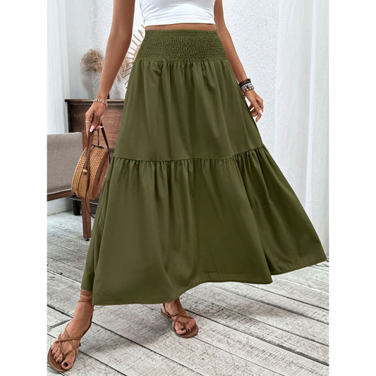 Smocked Waist Tiered Skirt
