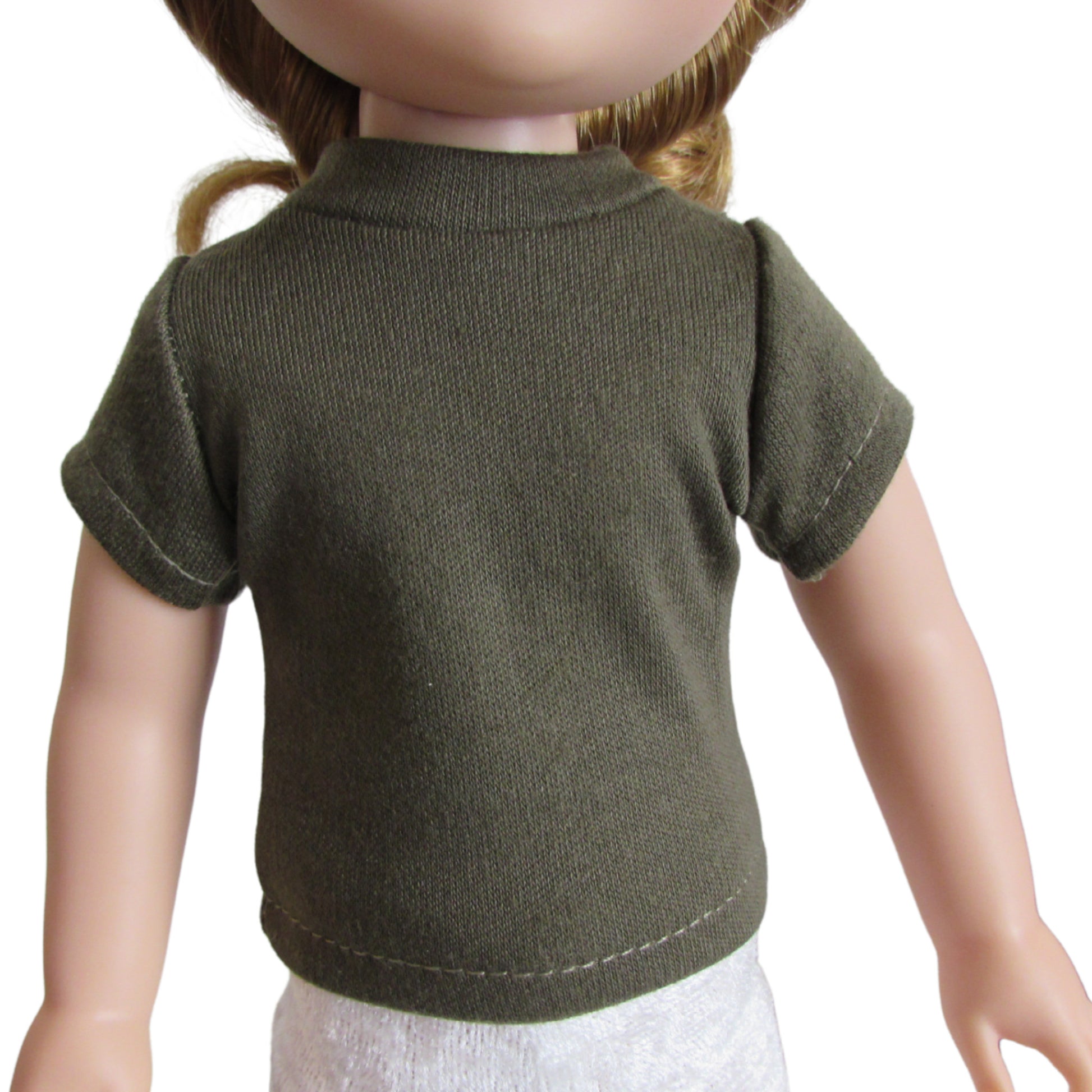 Army Green T-Shirt for 14 1/2-inch dolls with Doll Front view