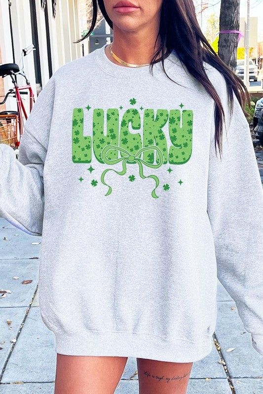 Ash Coquette Lucky Bow Graphic Sweatshirt