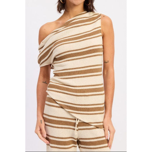 Asymmetrical Striped Knit Top