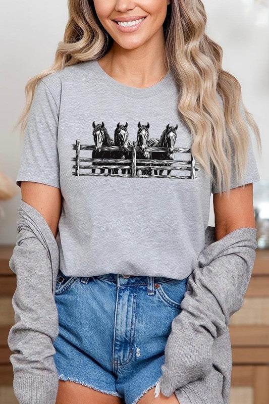 Athletic Heather Horse Western Graphic Tee