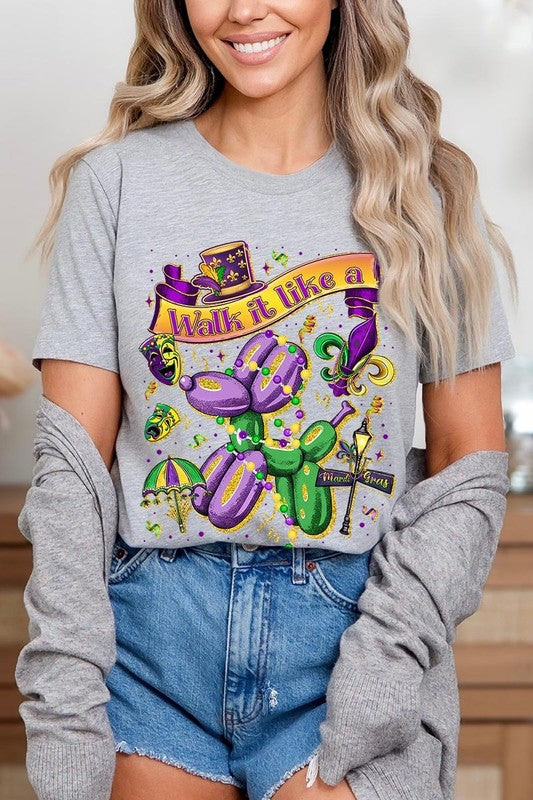 Athletic Heather Walk It Like A Mardi Gras Graphic Tee