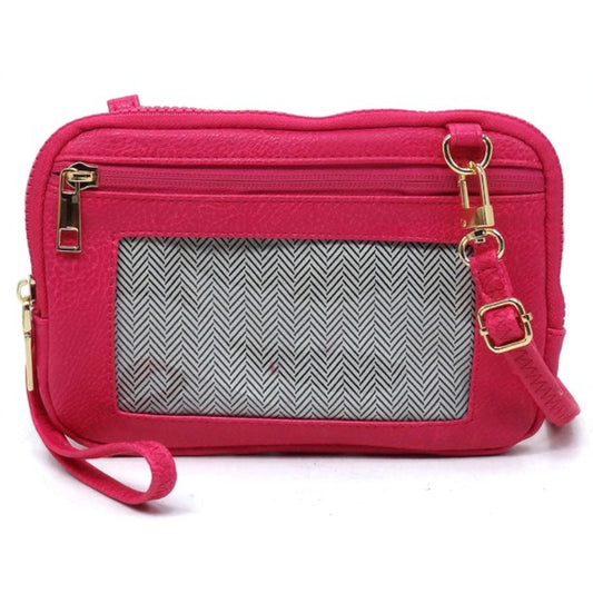 Bright Pink Fashion Cell Phone Crossbody Bag Clutch