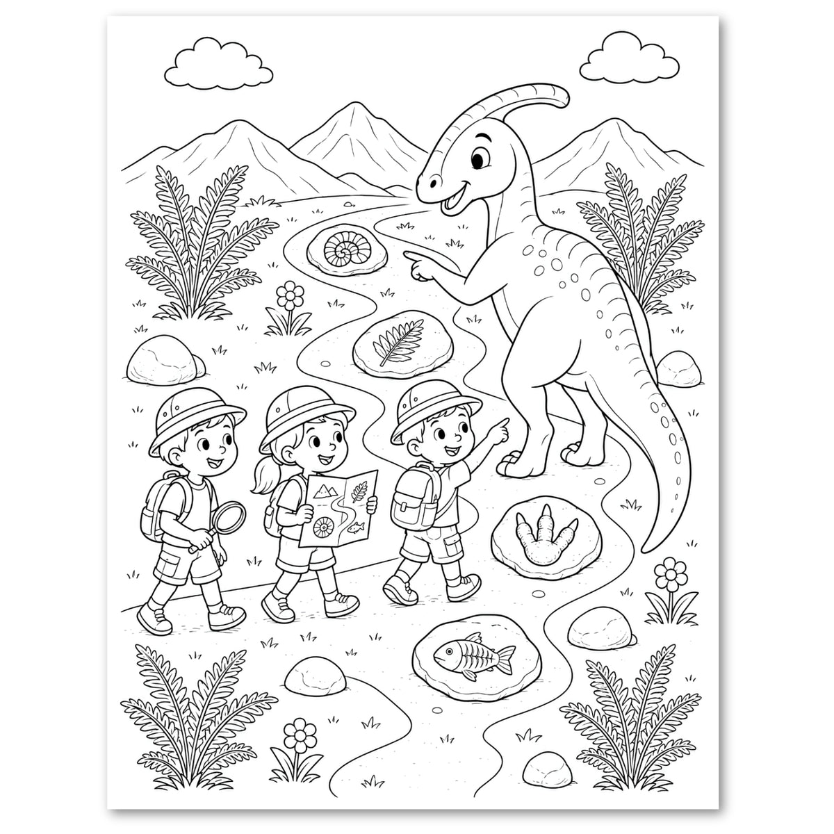 Dinosaur Discovery Coloring Book for Kids | Ages 4–8