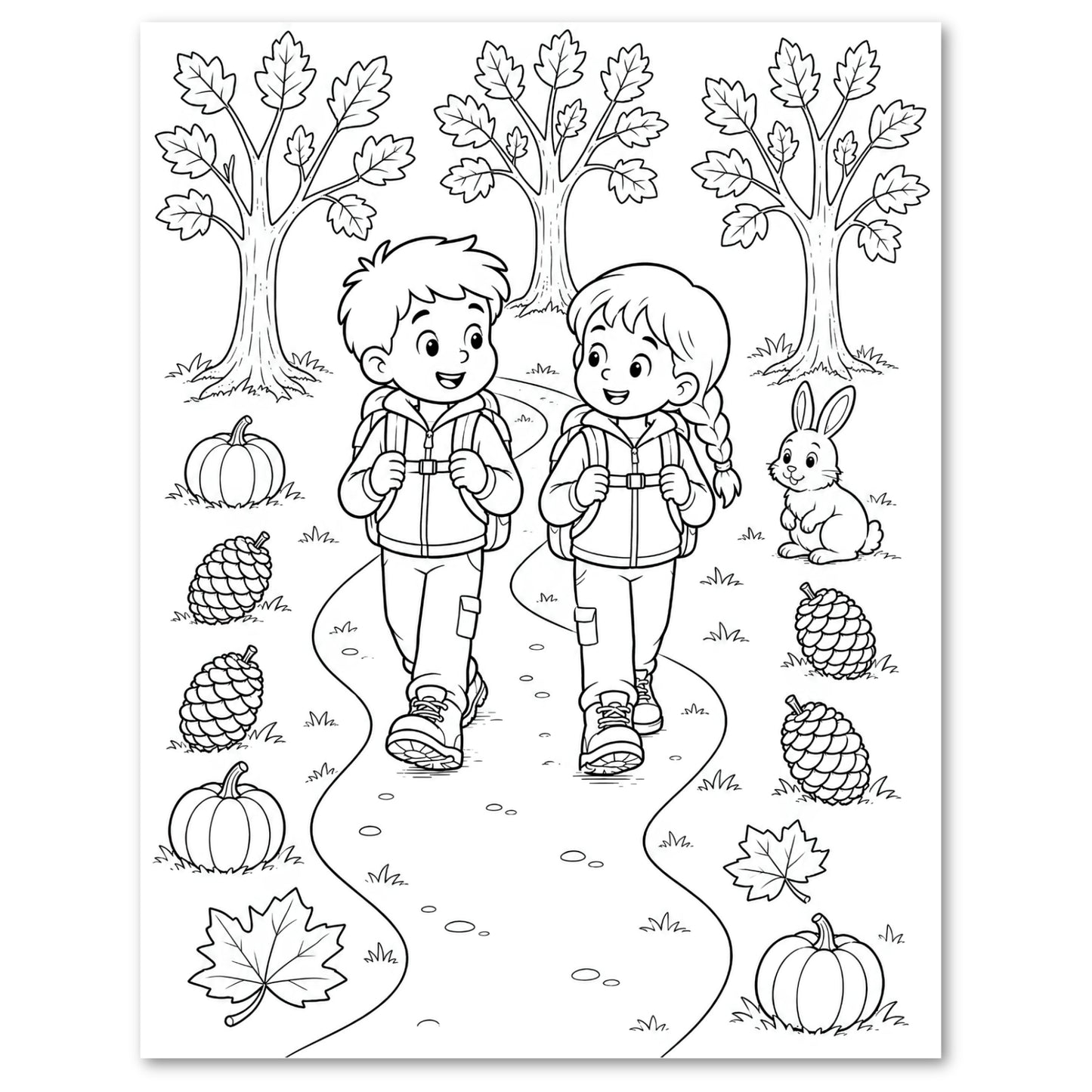 Thanksgiving Adventure Camp Coloring Book for Kids | Ages 4–8