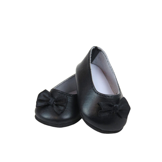 Black Ballet Flats with Bow for 18-inch dolls