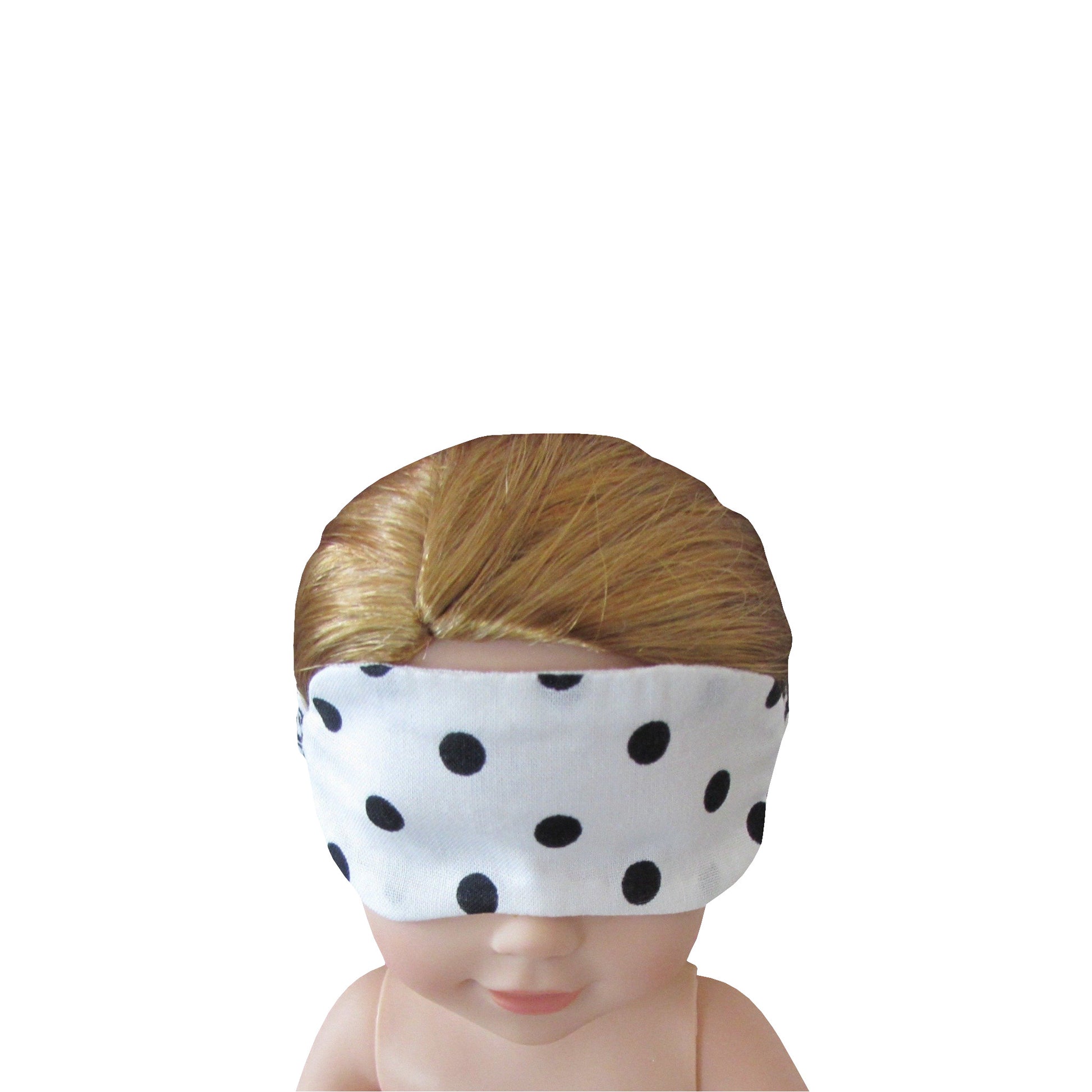 Black Dots on White Doll Sleep Mask for 14 1/2-inch dolls with doll