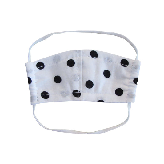 Black Dots on White Print Doll Face Mask for 18-inch dolls Flat