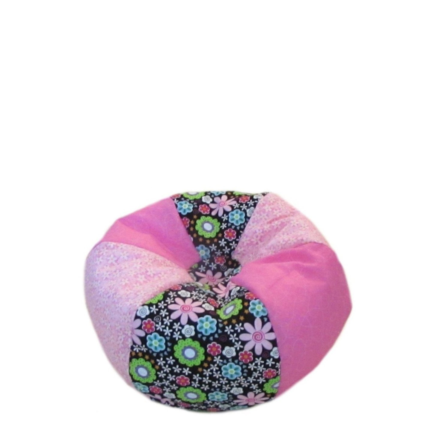Black Floral Pink Doll Bean Bag Chair for 18-inch dolls without doll