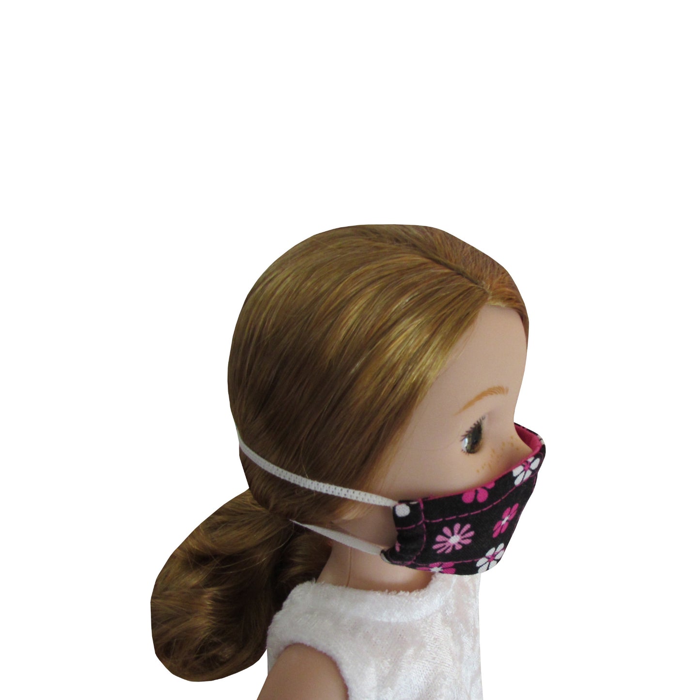 Black Floral Print Doll Face Mask for 14 1/2-inch dolls with Wellie Wishers doll Side