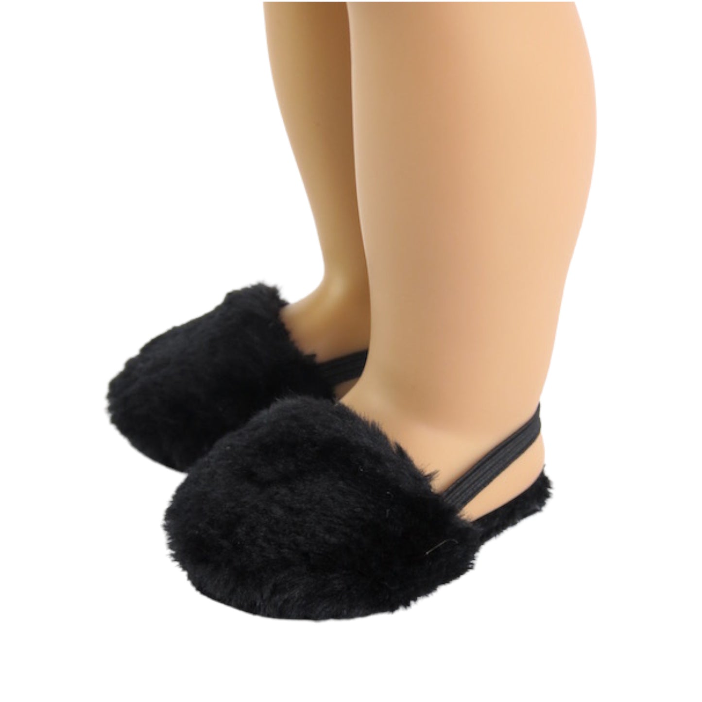 Black Fuzzy Slippers for 18-inch dolls