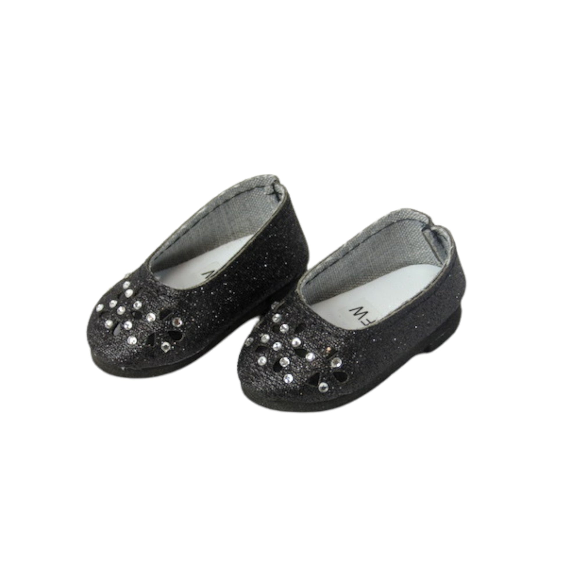 Black Glitter Floral Cut-Out Flats for 14 1/2-inch dolls