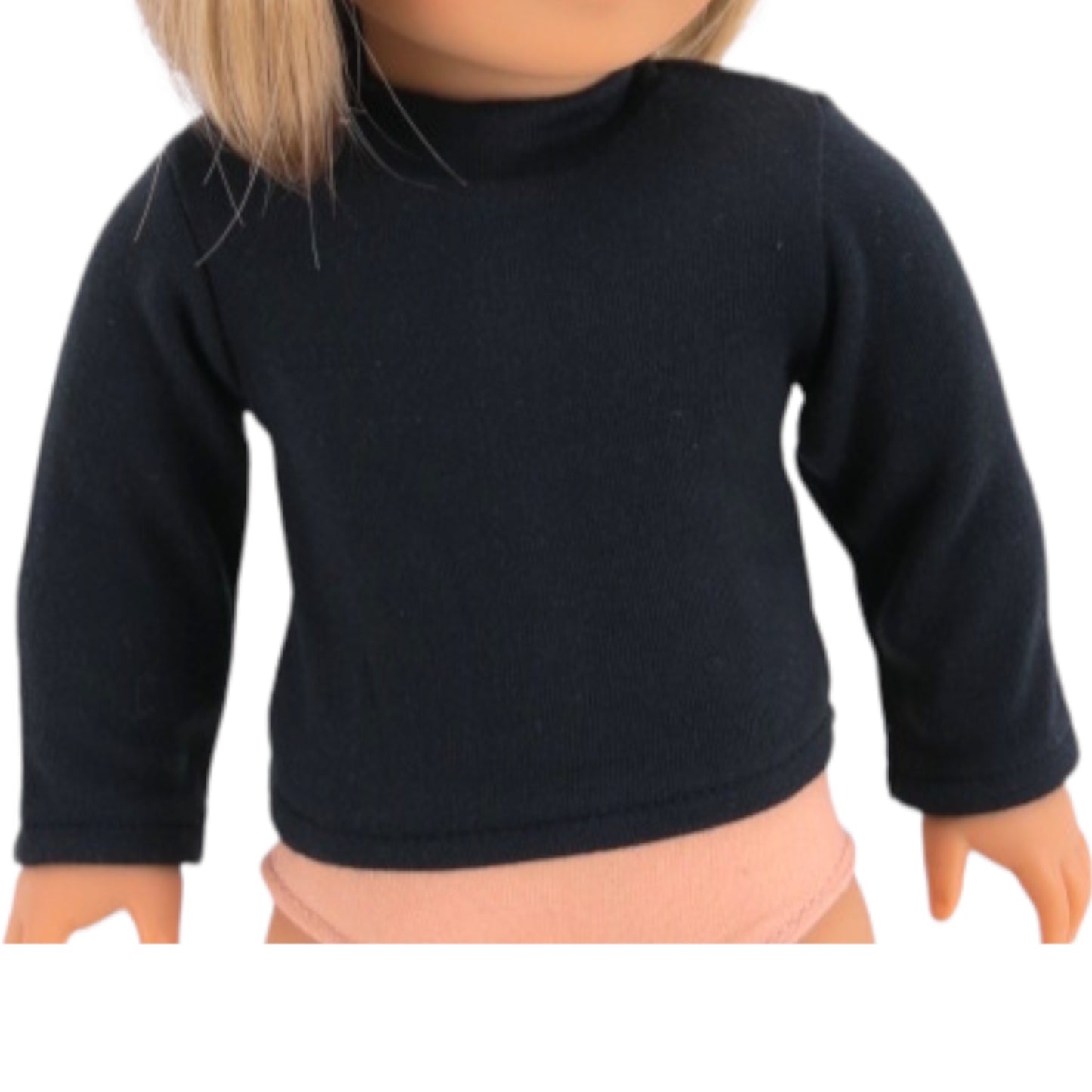 Black Long Sleeved Shirt for 18 inch dolls with doll