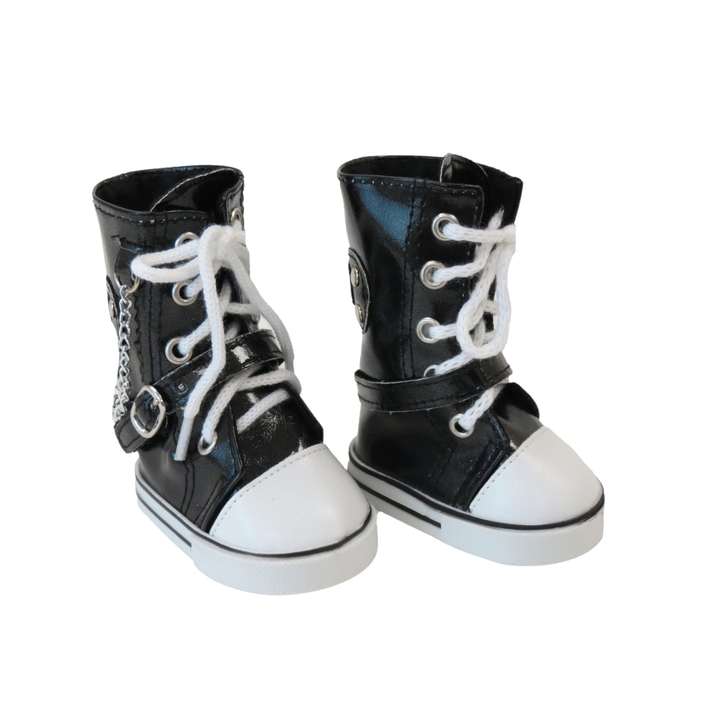 Black Metallic High Top Sneaker Boots for 18 inch dolls