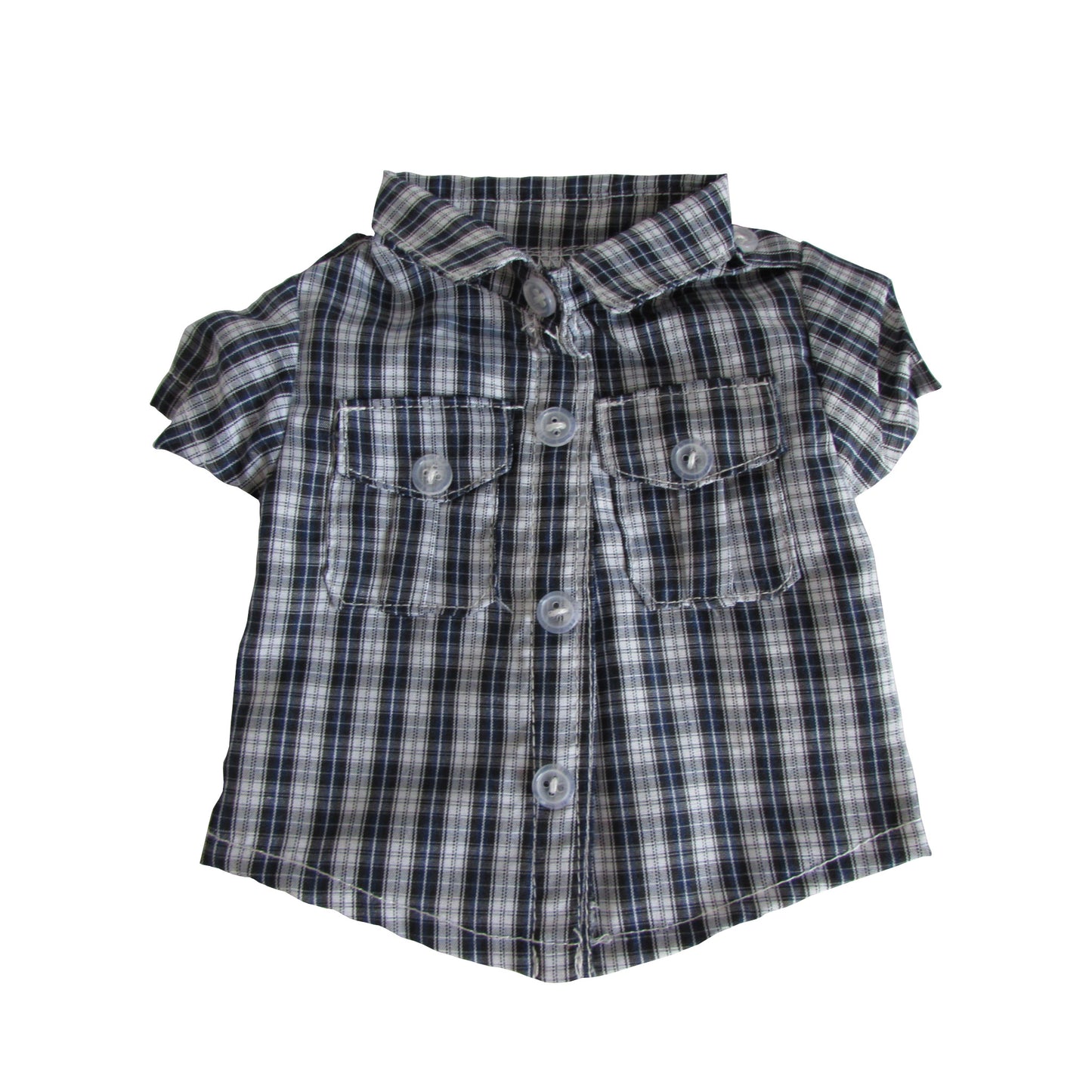 Black Plaid Short Sleeve Shirt for 18-inch dolls