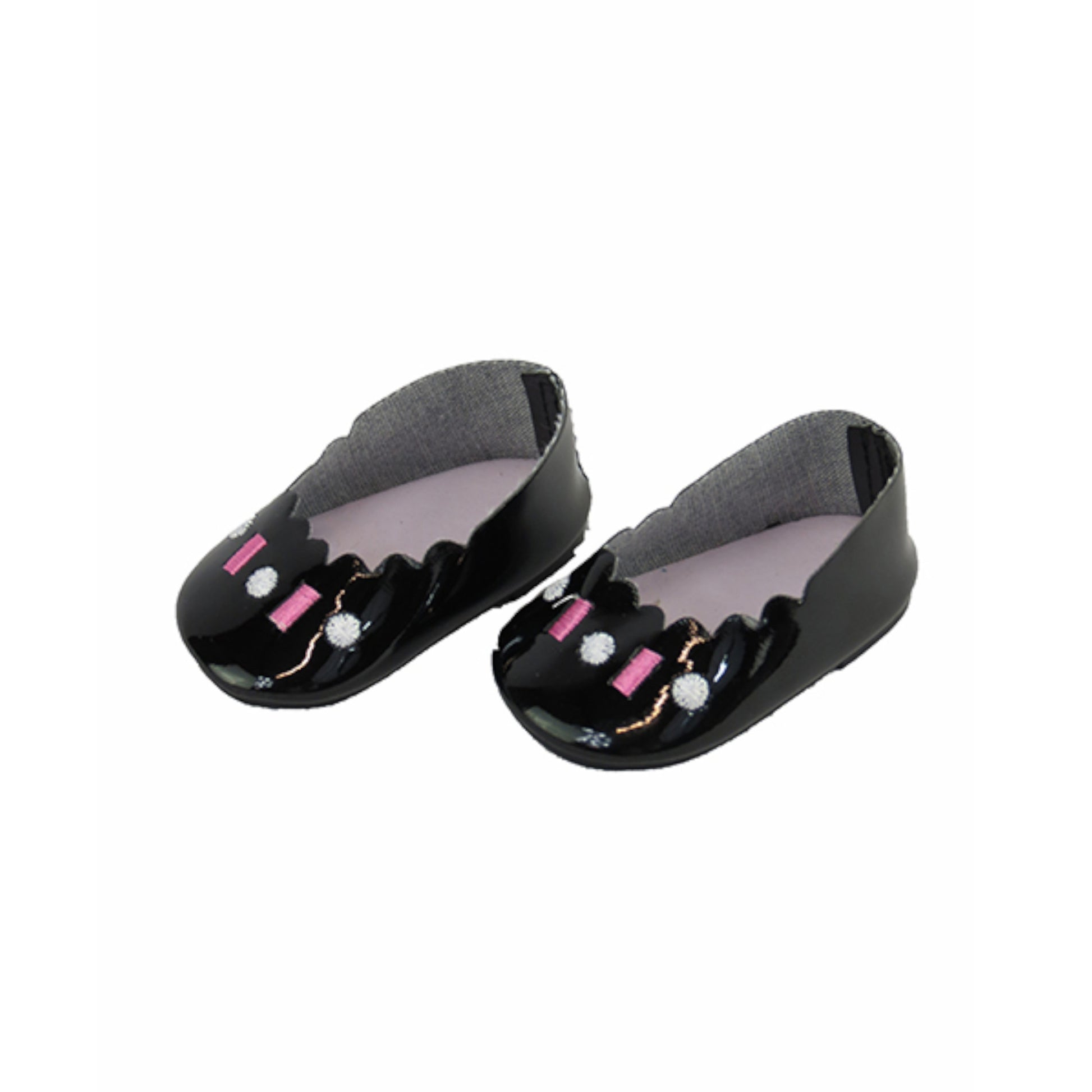 Black Scalloped Trim Flats for 18-inch dolls