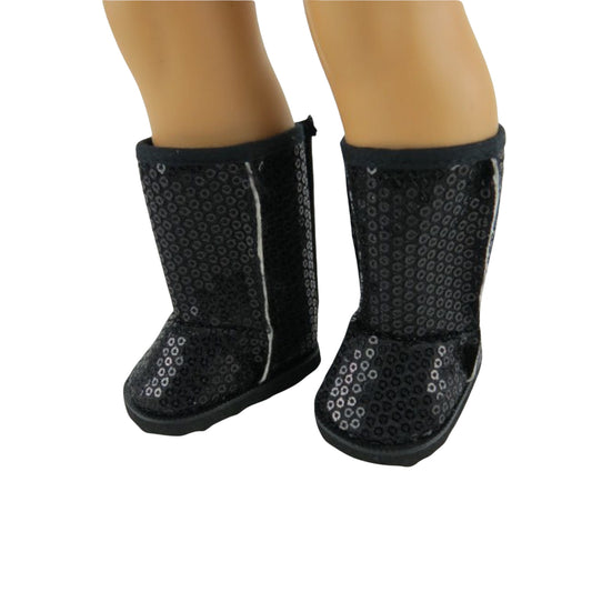 Black Sequin Boots for 18-inch dolls