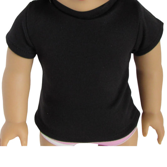 Black T-Shirt for 18-inch dolls with doll