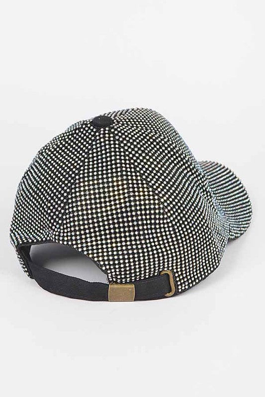 Black AB Rhinestone Iconic Baseball Cap Back view