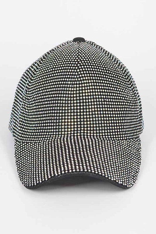 Black AB Rhinestone Iconic Baseball Cap Front view
