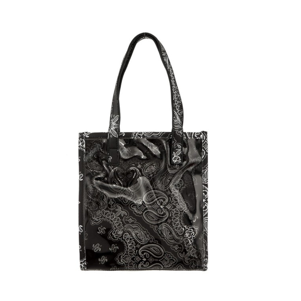 Black Amoeba Print Transparent Small Tote Bag