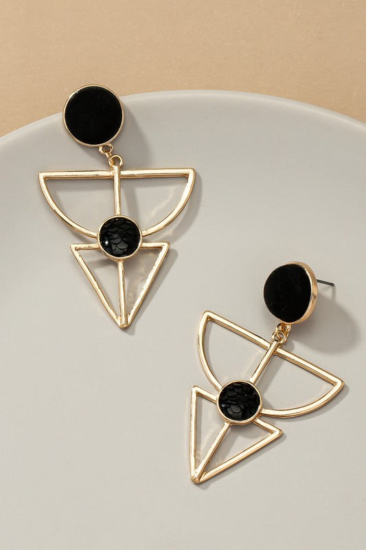 Black Aztec Geo Shape Earrings