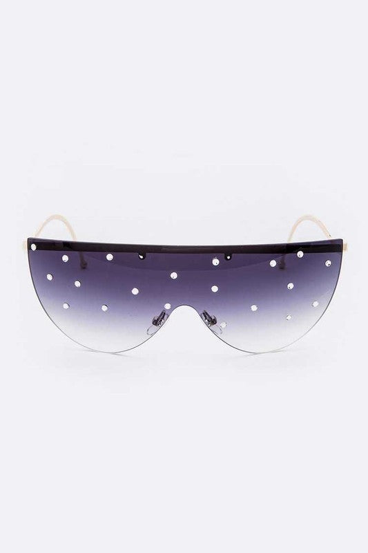 Black Crystal Pave Iconic Oversize Sunglasses Front view