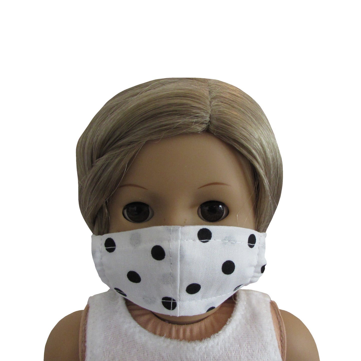 Black Dots on White Print Doll Face Mask for 18-inch dolls