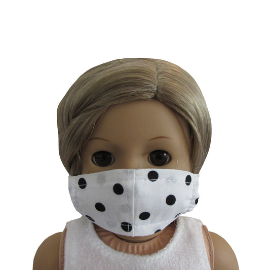 Black Dots on White Print Doll Face Mask for 18-inch dolls