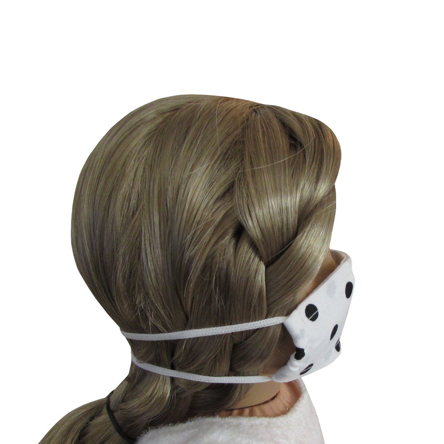 Black Dots on White Print Doll Face Mask for 18-inch dolls