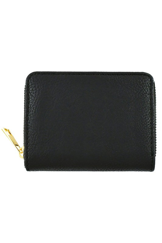 Black Fashion Accordion Bi-fold Wallet Front view