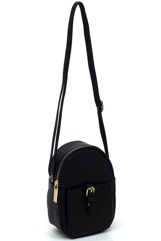 Black Fashion Buckle Mini Crossbody Bag  Strap Up