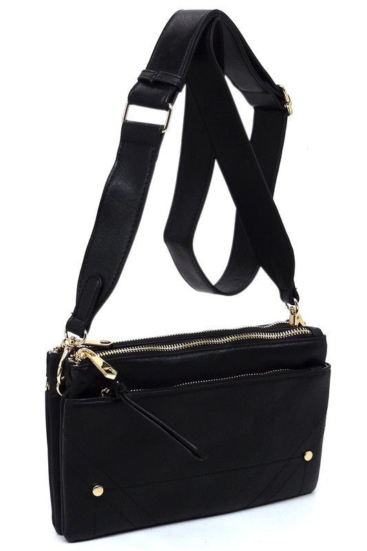 Black Fashion Crossbody Bag Bent Strap