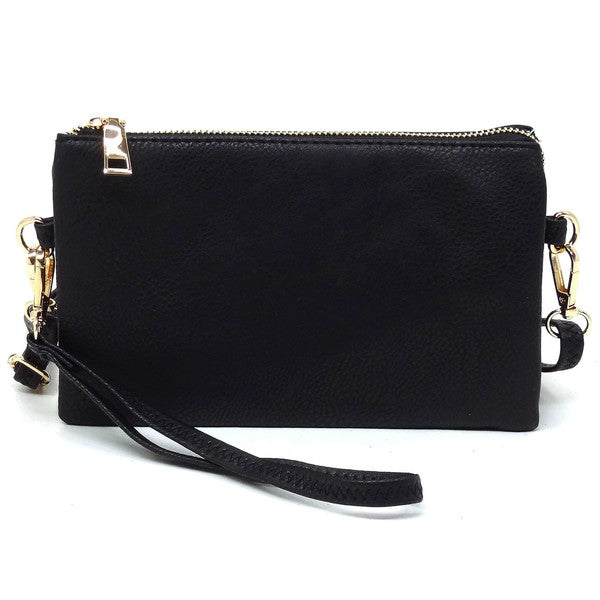 Black Fashion Crossbody Bag Clutch Wristlet Front view