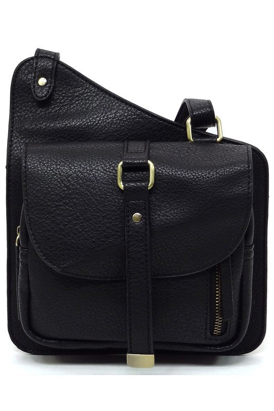 Black Fashion Flat Crossbody Bag Front view