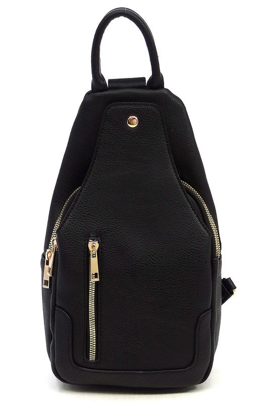 Black Fashion Sling Backpack Front view