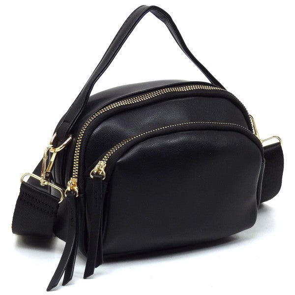 Black Fashion Top Handle Crossbody Bag  Slanted