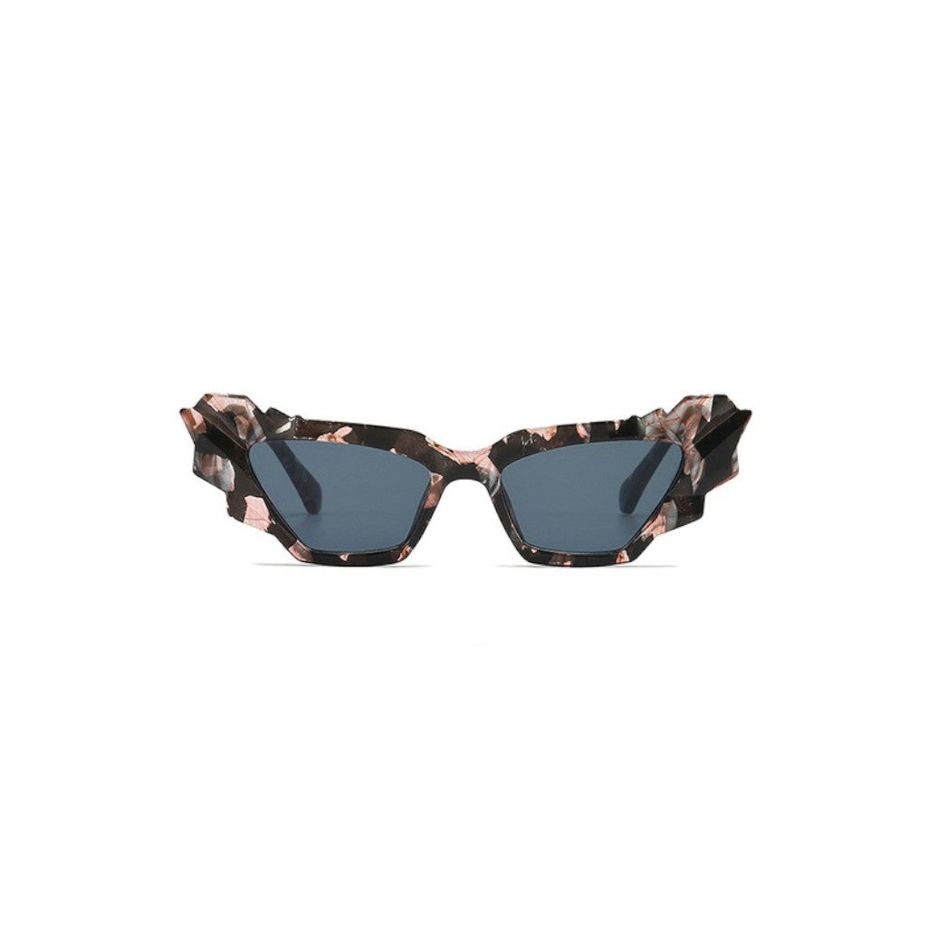 Black Geometric Irregular Cat Eye Fashion Sunglasses Front view