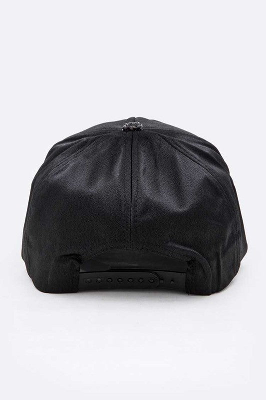 Black Glitter Brim Satin Cap Back view