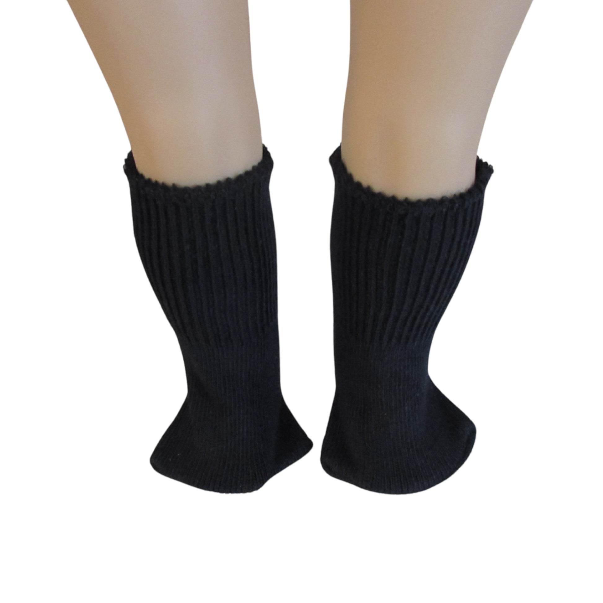 Black Knee Socks for 18-inch dolls on doll Front view