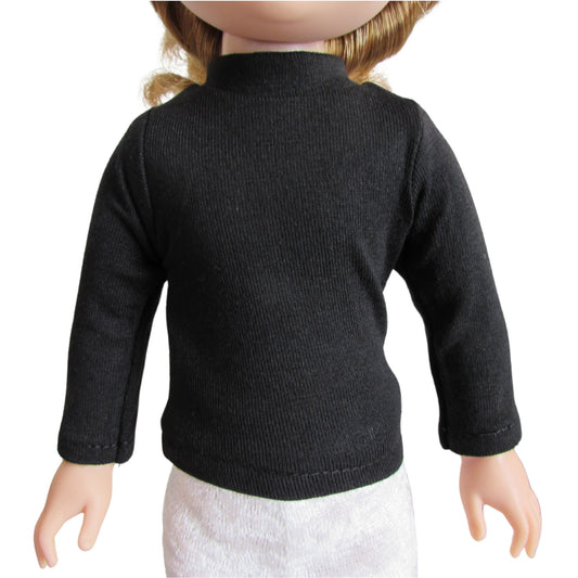 Black Long Sleeved T-Shirt for 14 1/2-inch Dolls with doll Front view
