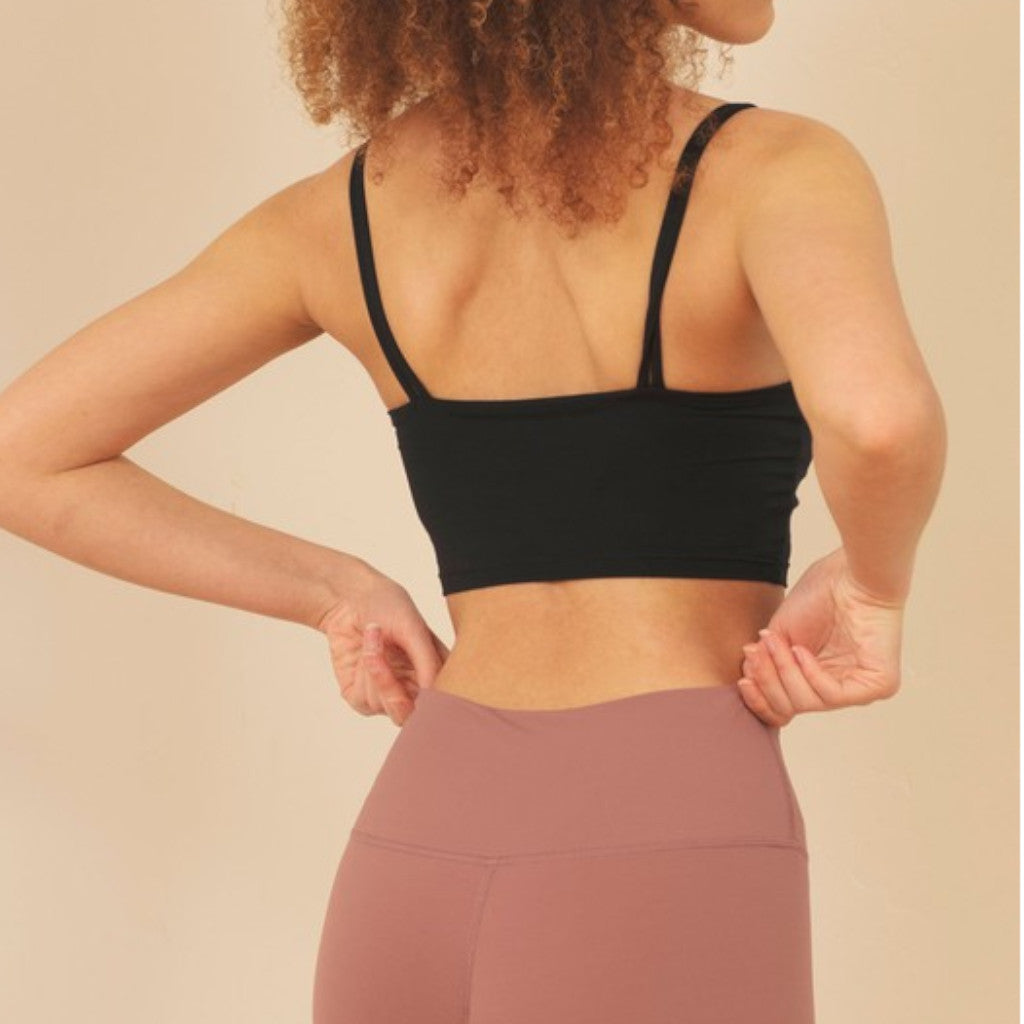 Black Naomi Double Strap Sports Bra Back view