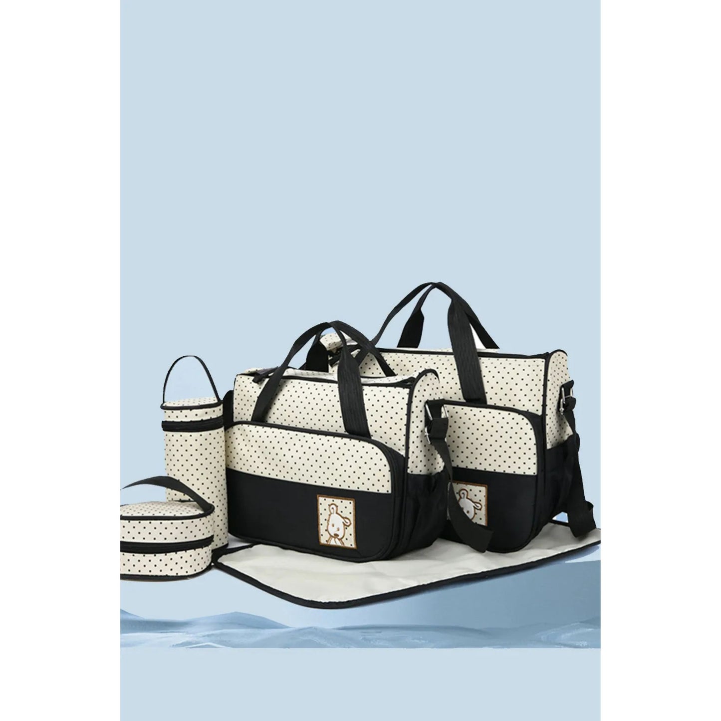 Black Oxford Cloth Contrast 4-piece bag set