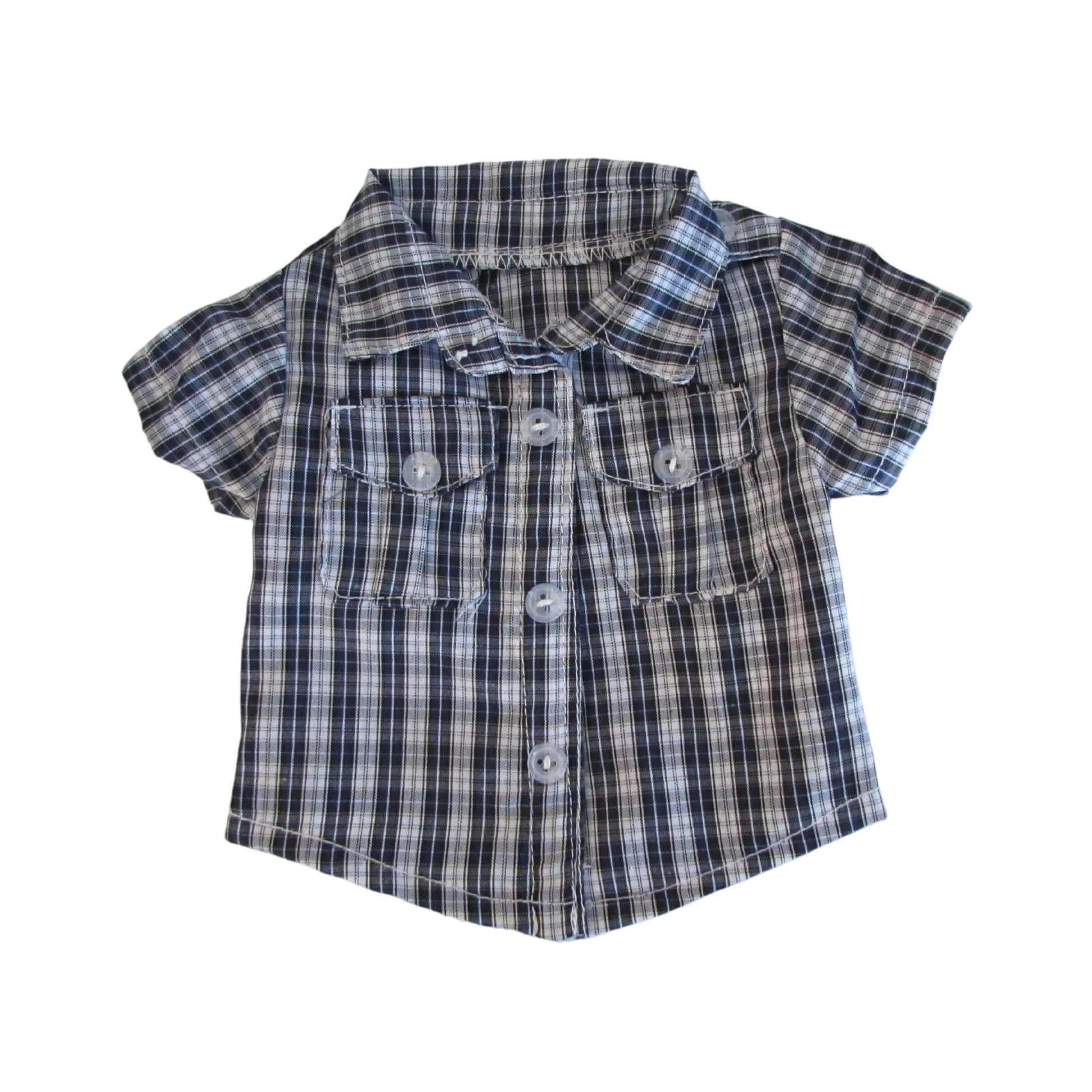Black and Blue Plaid Shirt for 18-inch dolls Flat