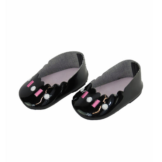 Black Scalloped Trim Flats for 18-inch dolls 