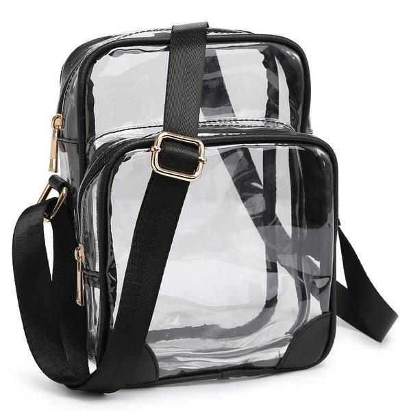 Black See Thru Multi Compartment Crossbody Bag